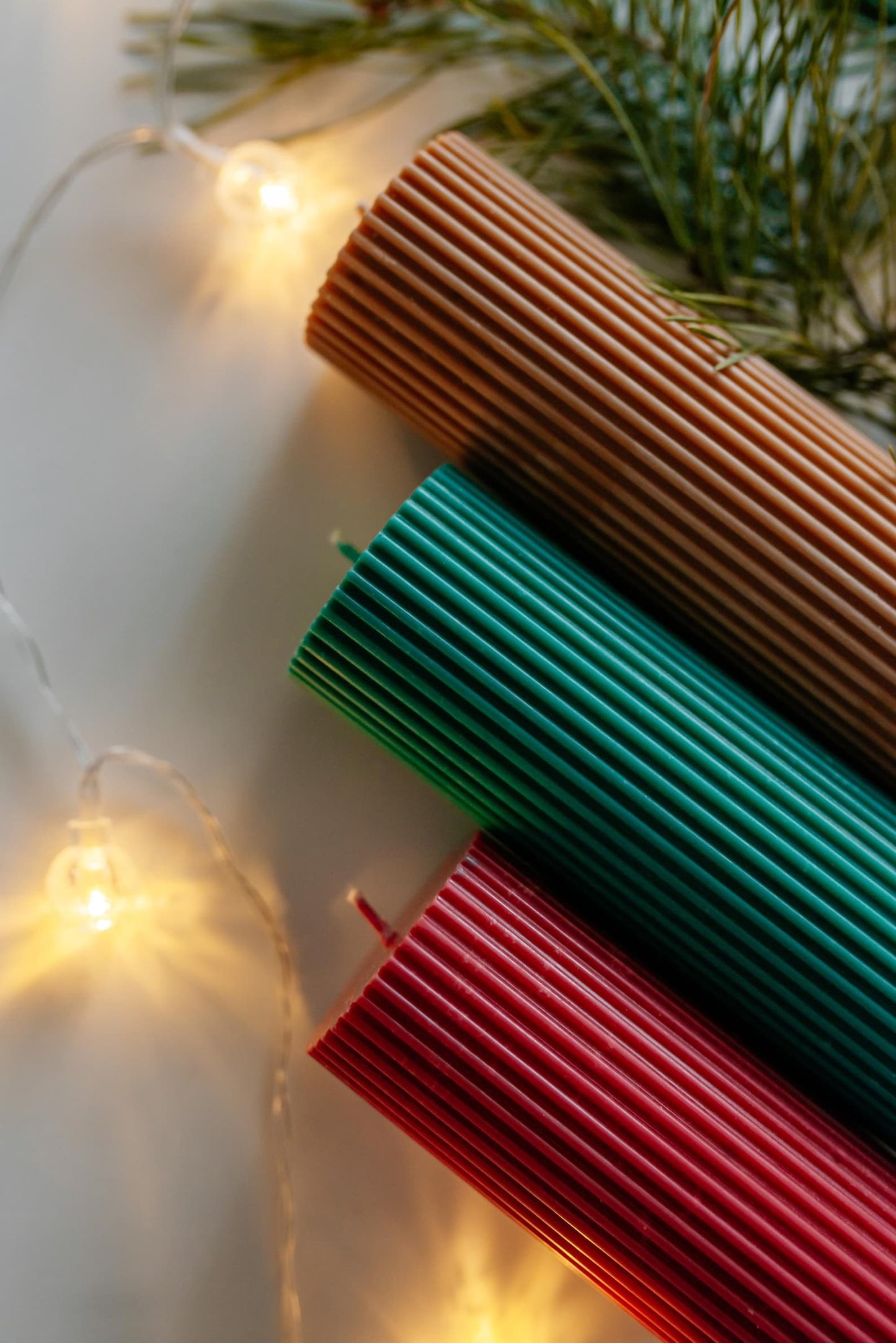 Christmas Edition Pillar Ribbed Candles