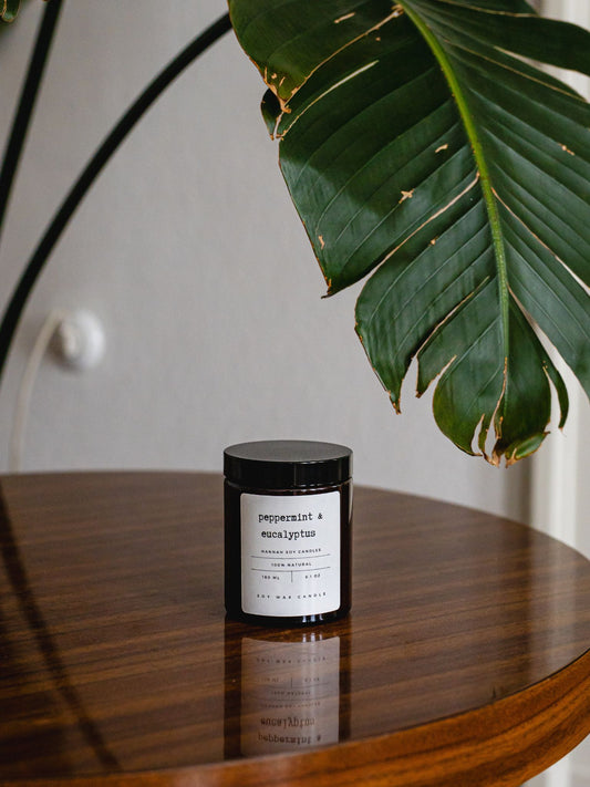  Peppermint&Eucalyptus Scented Soy Candle 180 ml long burning