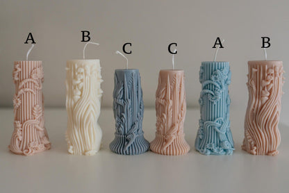 Floral Design Pillar Candles