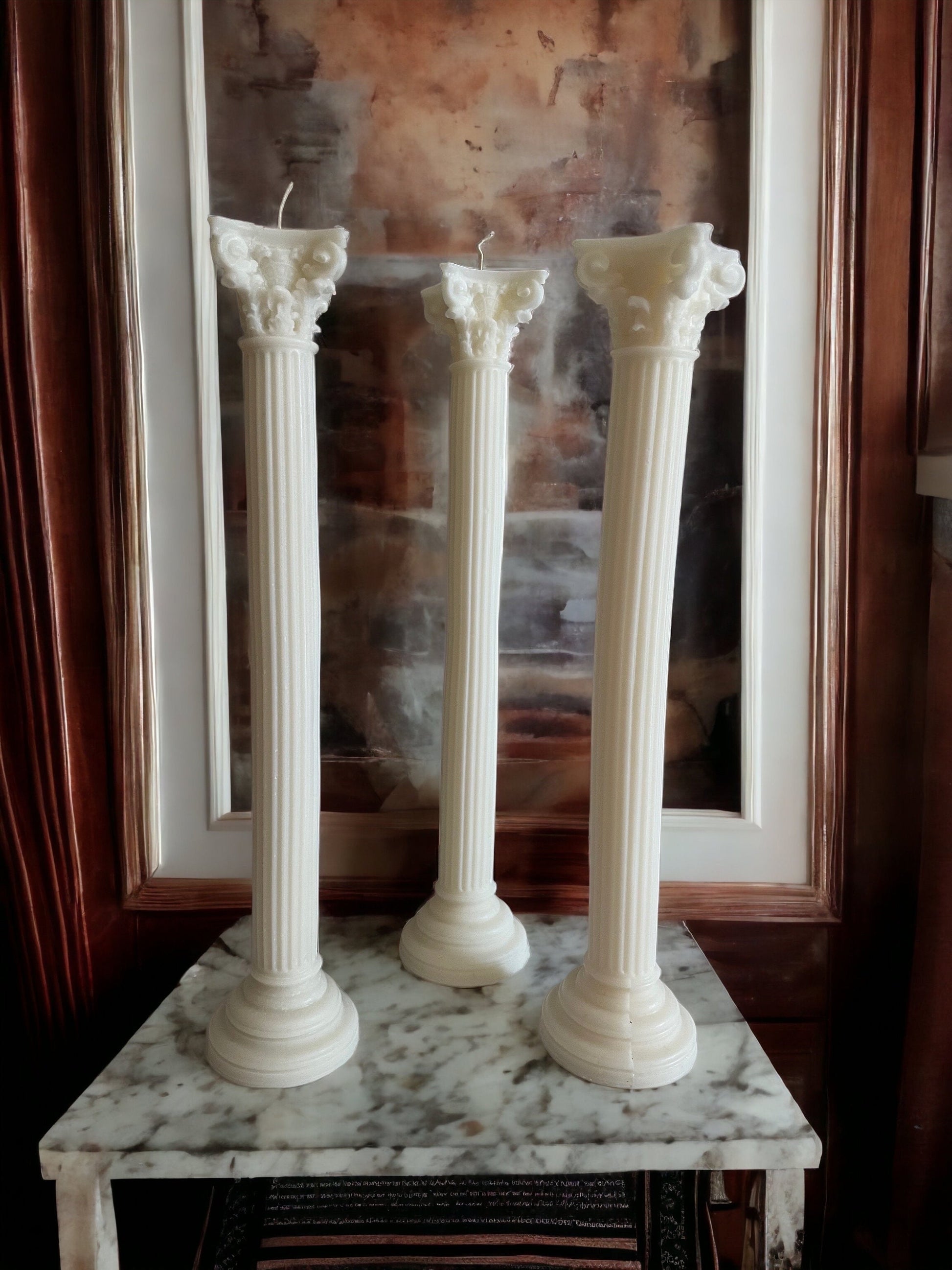 Antique Greece Collumn Candles | Taper Candles | Decorative Soy Candles