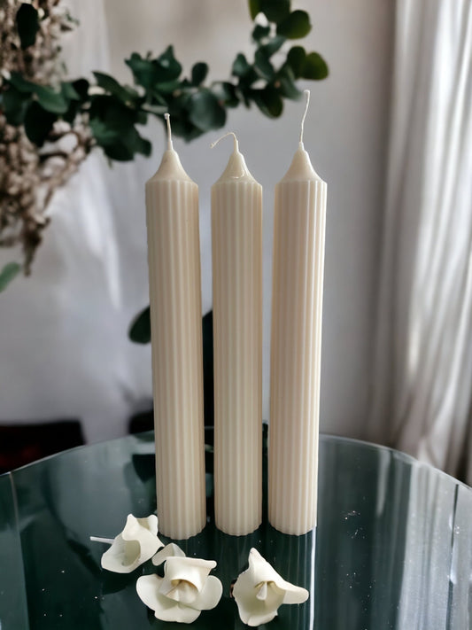 Pillar Ribbed Candles | Taper Candles | Table Decoration Candle | Dinner Candle