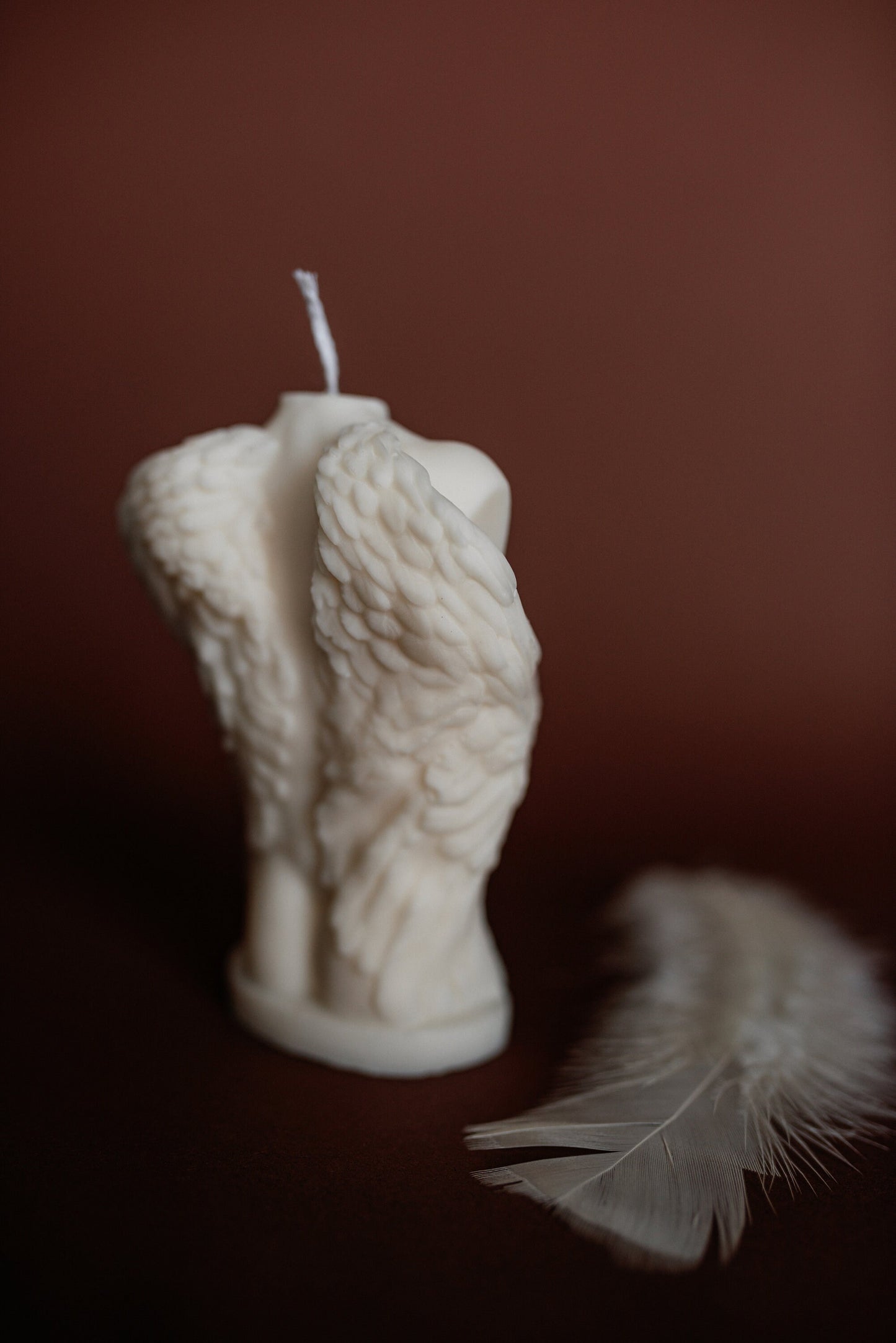 Male Torso Angel Pillar Candle with Wings