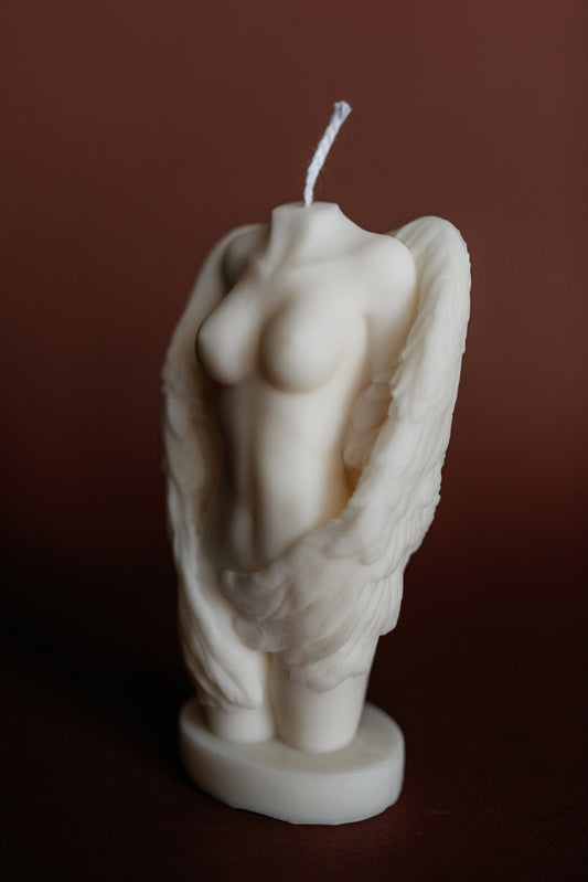 Female Torso Angel Pillar Candle with Wings