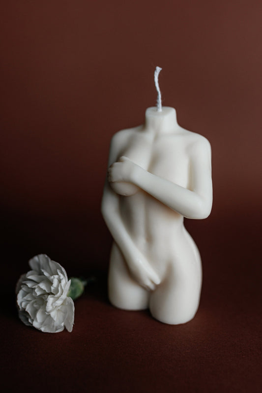 Naked Woman Female Torso Body Brown Gradient Candles