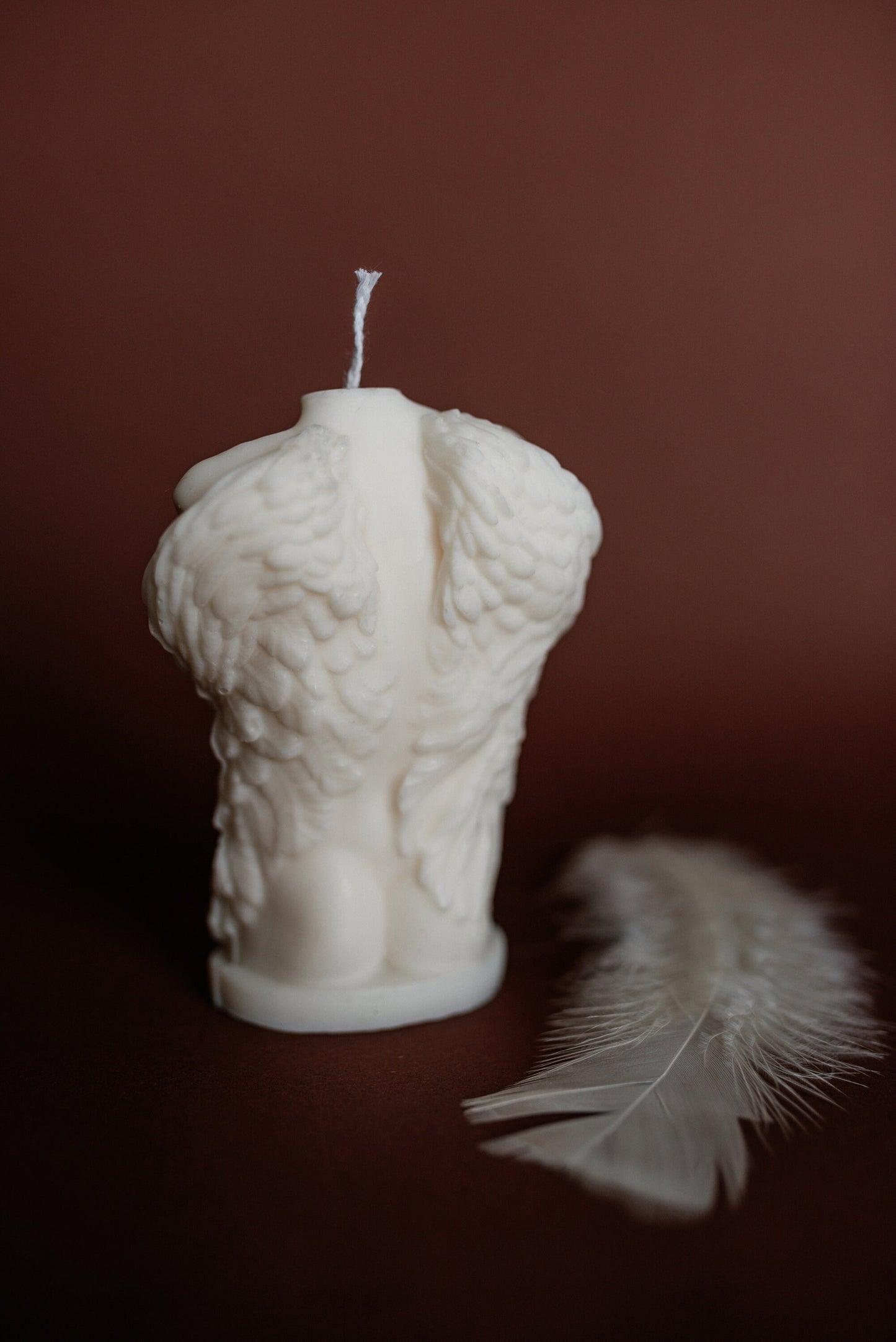 Male Torso Angel Pillar Candle with Wings